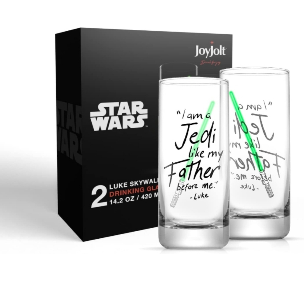 JOYJOLT STAR WARS LUKE SKYWALKER DRINKING GLASSES SET OF 2